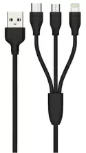Cablu USB WK Design 3 in 1 Data Cable 1m, negru