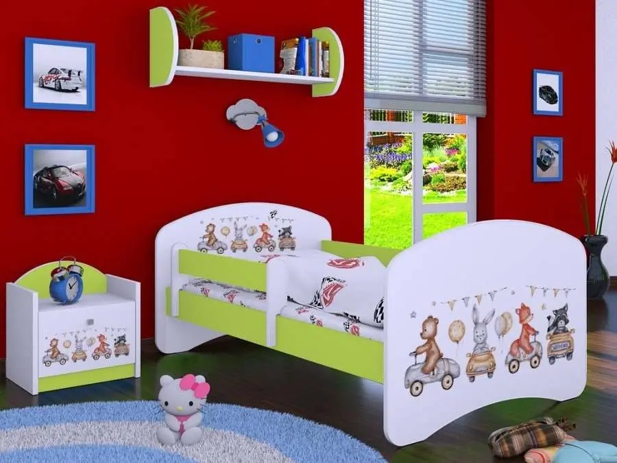Noptieră Happy Babies Happy SZN02 Animals And Cars, alb/verde pastel pe tehnoparc.md Noptieră Happy Babies Happy SZN02 Animals And Cars, alb/verde pastel