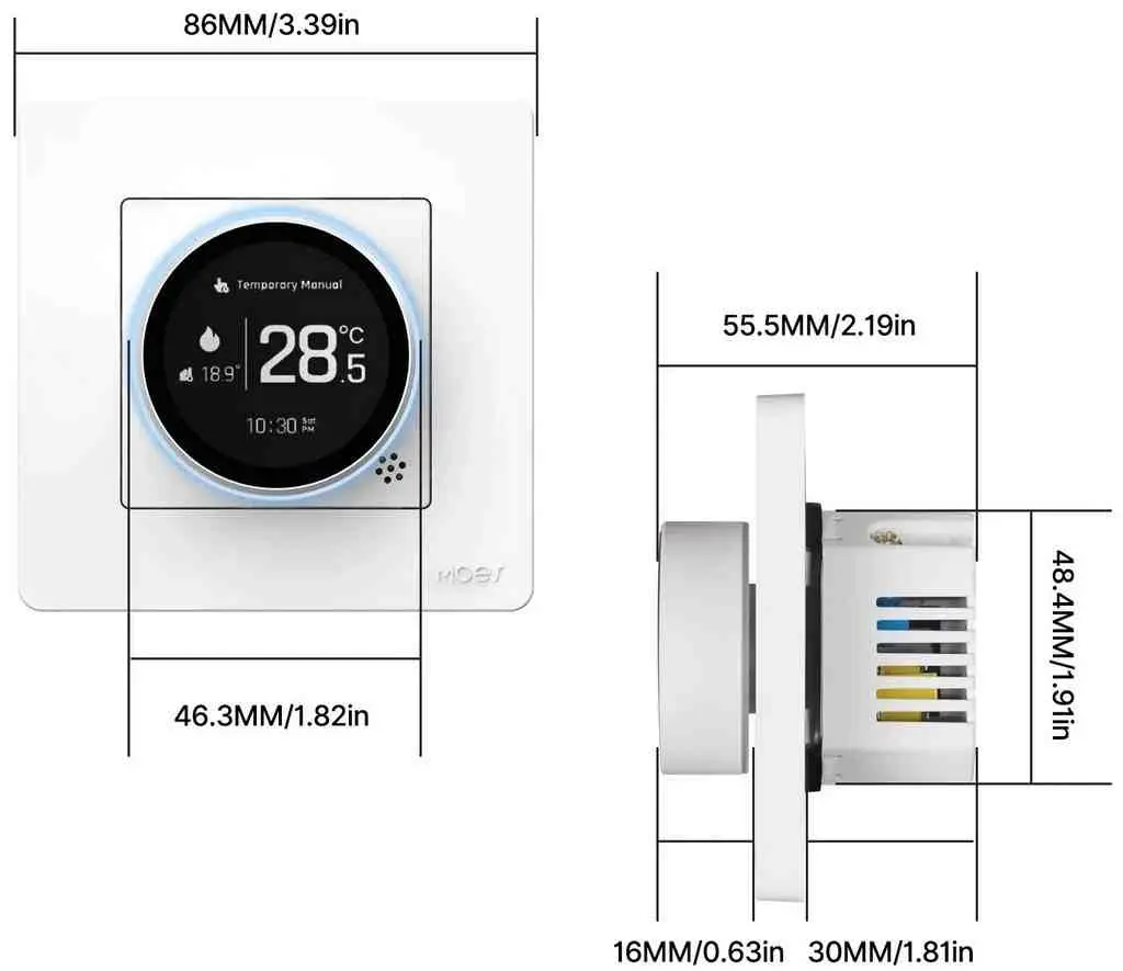 Termostat de cameră Moes ZHT-SR-GC-WH-MS, alb