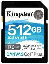 Карта памяти Kingston SDXC Canvas Go Plus Class10 UHS-I U3 V30, 512GB