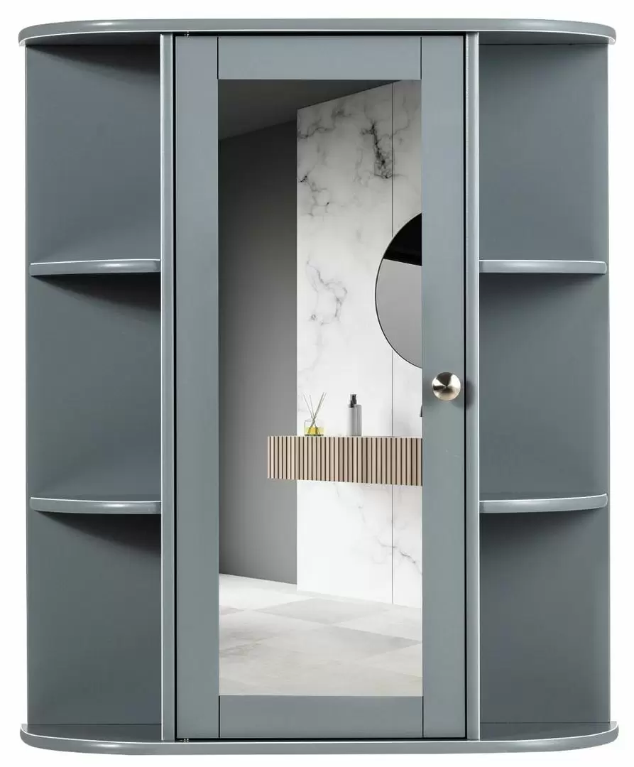 Шкаф с зеркалом Costway HW58718GR, серый