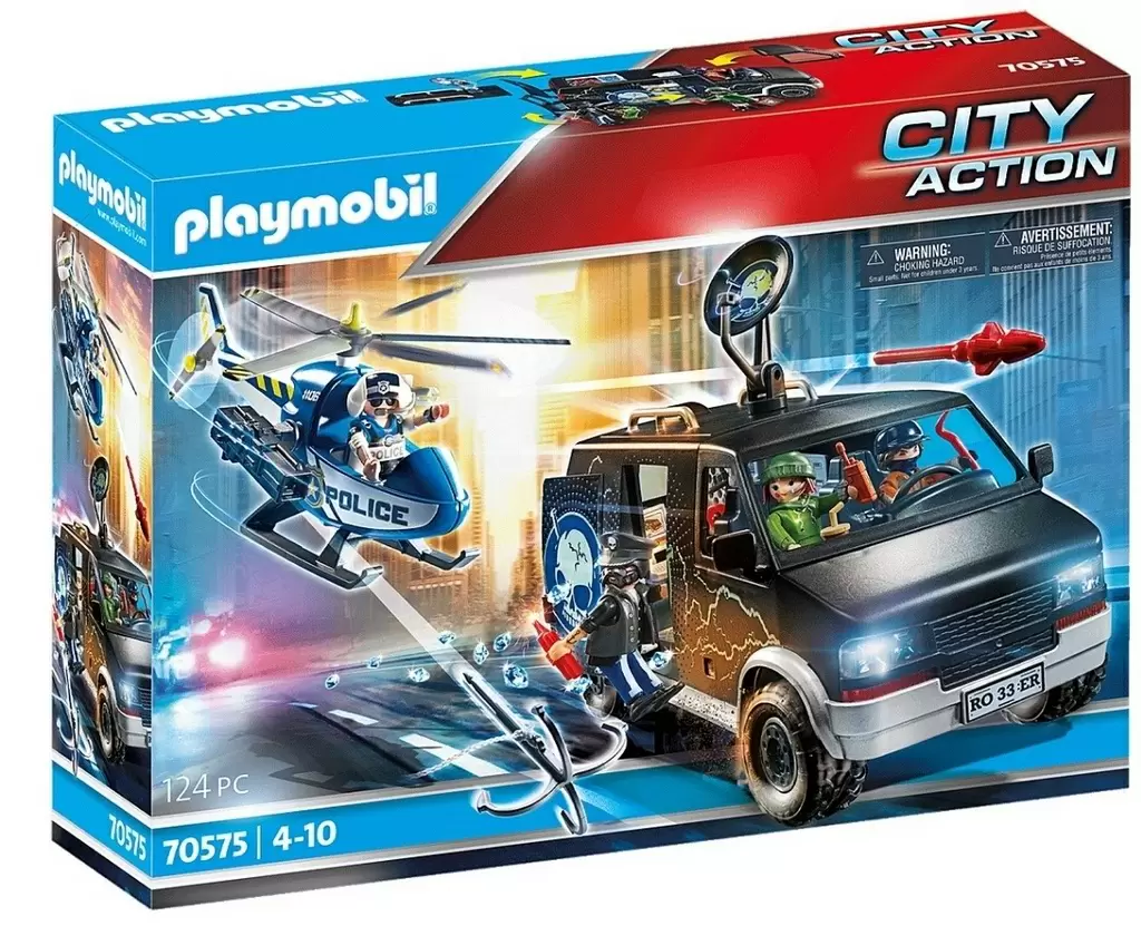 Set jucării Playmobil Helicopter Pursuit with Runaway Van