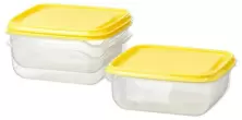 Набор пищевыех контейнеров IKEA Pruta 0.6мл, прозрачный/желтый
