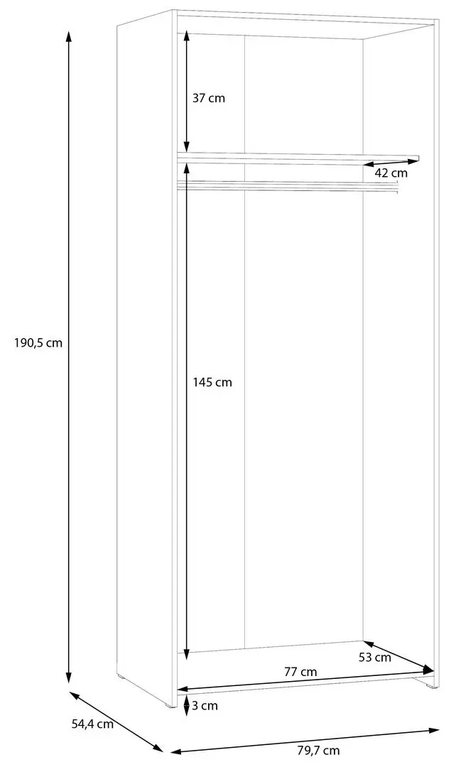 Dulap Fortuna Econobox 79x190cm, alb