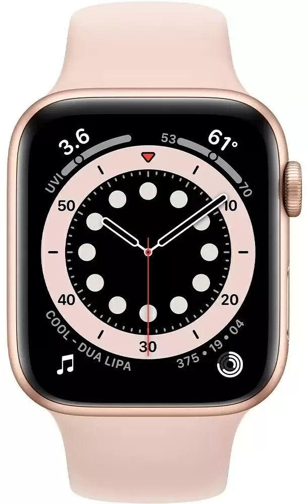 Smartwatch Apple Watch Series 6 44mm, carcasă din aluminiu auriu, curea tip sport