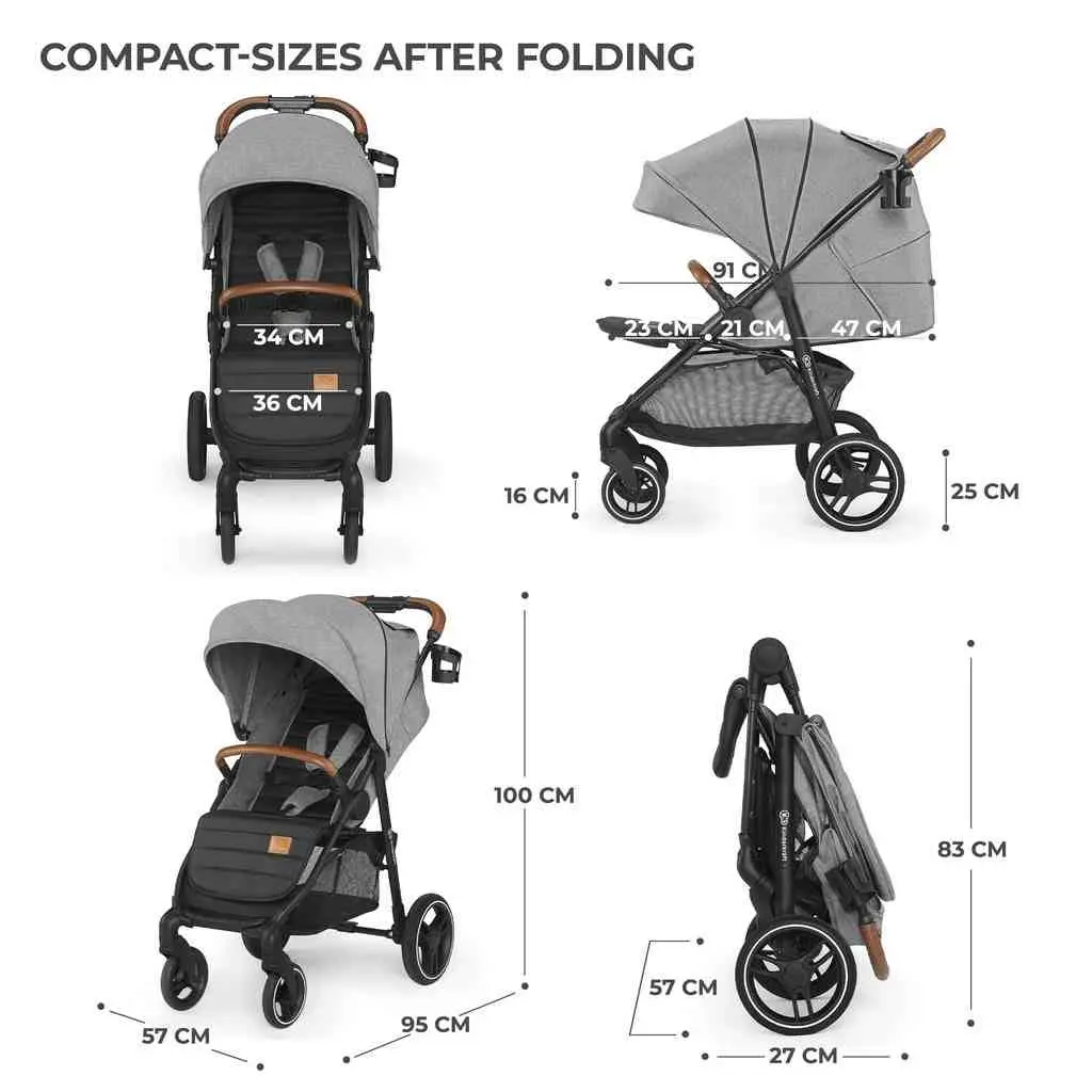 Коляска KinderKraft Grande Plus, серый