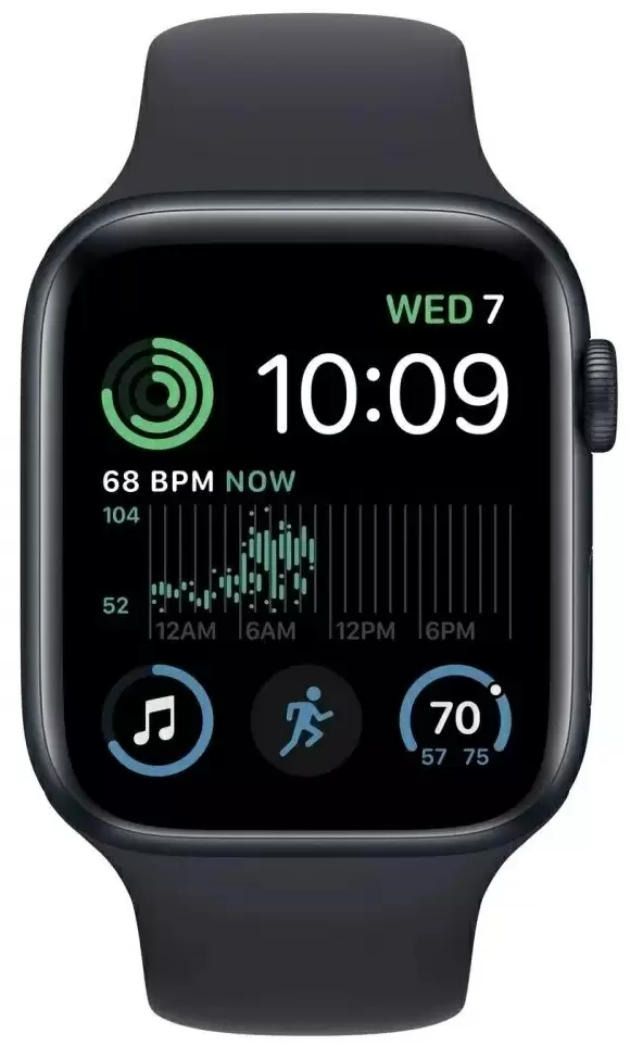 Smartwatch Apple Watch SE 2 44mm, carcasă din aluminiu, curea tip sport midnight