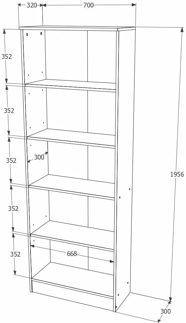 Стеллаж Haaus Flint 2U2P, дуб сонома