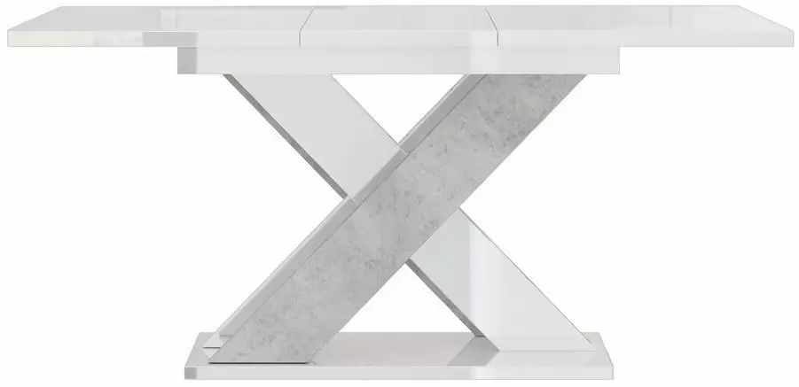 Masă Prospero Xao 160, alb lucios/beton