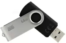 Flash USB Goodram UTS3 Twister 64GB, negru/argintiu