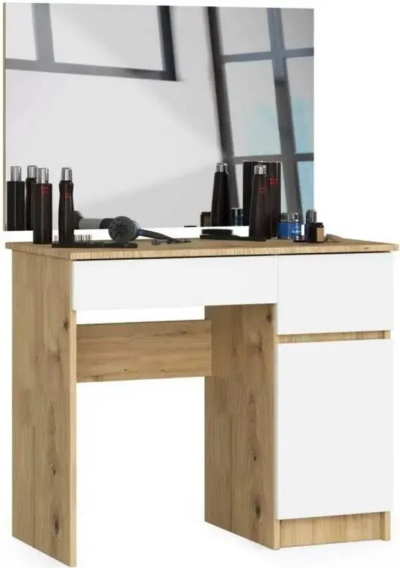 Masă de toaletă Akord P-2/SL 900x600cm Right, stejar artizanal/alb