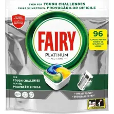 Detergent pentru mașine de spălat vase Fairy Platinum All In One, 96 caps