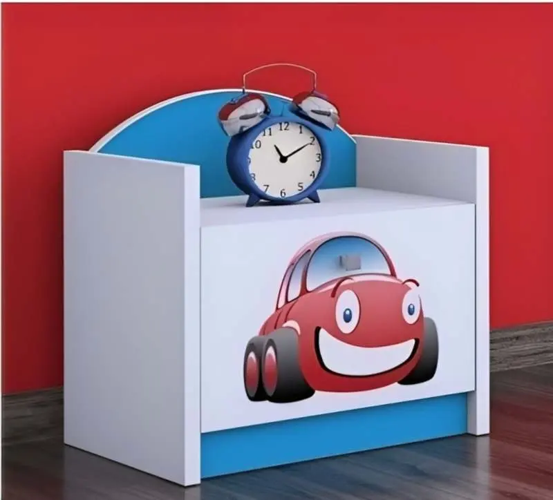 Noptieră Happy Babies Happy SZN02 Auto, alb/albastru pe tehnoparc.md Noptieră Happy Babies Happy SZN02 Auto, alb/albastru