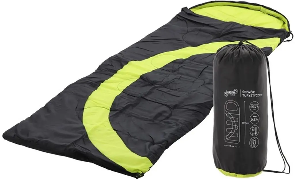 Sac de dormit GardenLine CAM9356, negru/verde pe tehnoparc.md Sac de dormit GardenLine CAM9356, negru/verde
