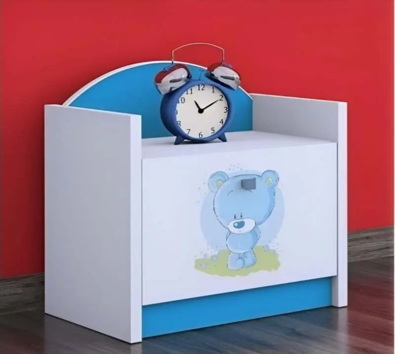 Тумба прикроватная Happy Babies Happy SZN02 Bear, белый/синий на tehnoparc.md Тумба прикроватная Happy Babies Happy SZN02 Bear, белый/синий