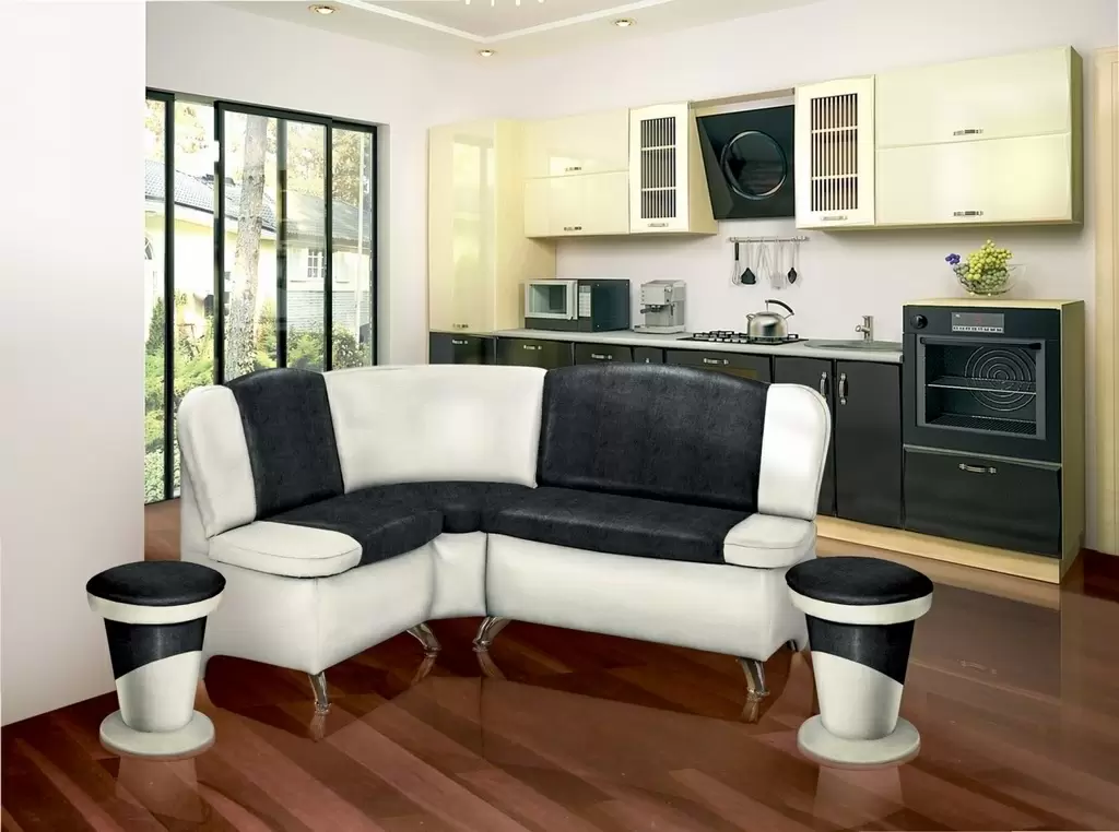Кухонный уголок Modern Sofy 2300/2230 Left, белый/черный