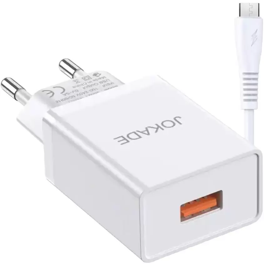 Зарядное устройство Jokade JB022 with USB to Micro-USB, белый