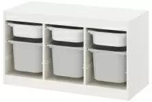 Стеллаж с контейнерами IKEA Trofast 99x44x56см, белый/серый