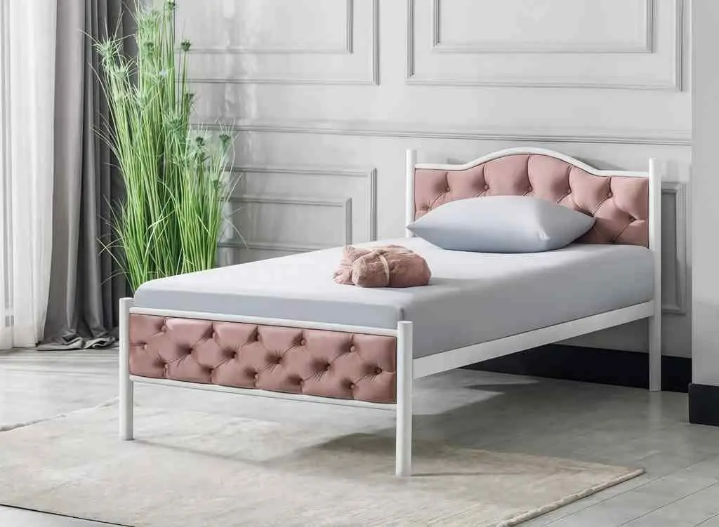 Кровать Evger K-500 90x190cm, белый/розовый