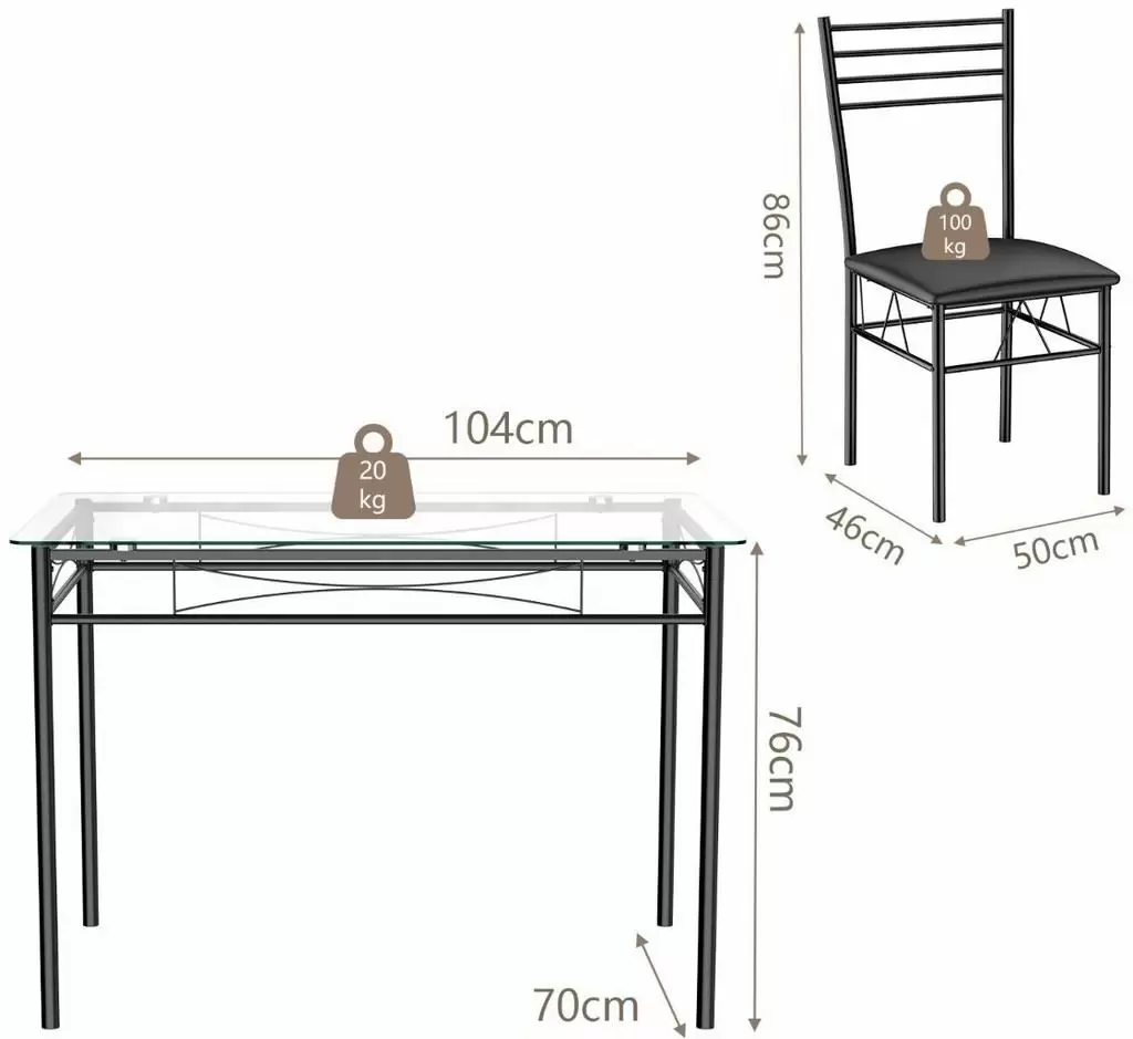 Set masă și scaune Costway HW61400, negru