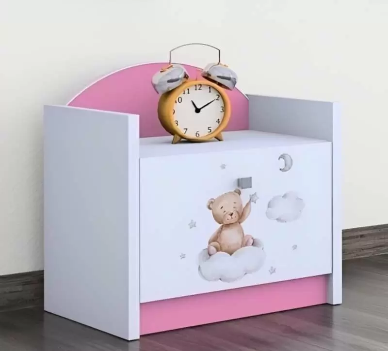 Тумба прикроватная Happy Babies Happy SZN02 Bear On Cloud, белый/розовый