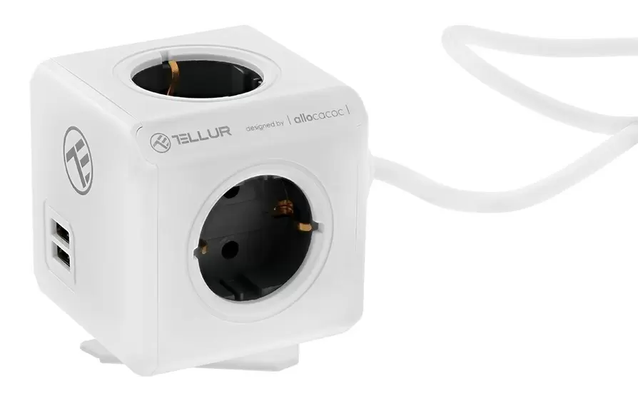 Сетевой фильтр Tellur PowerCube 1.5м (2xUSB), белый