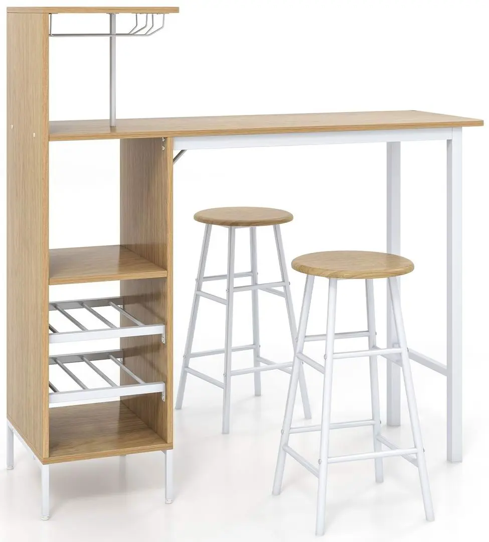 Set masă și scaune Costway JV10669NA, natural pe tehnoparc.md Set masă și scaune Costway JV10669NA, natural
