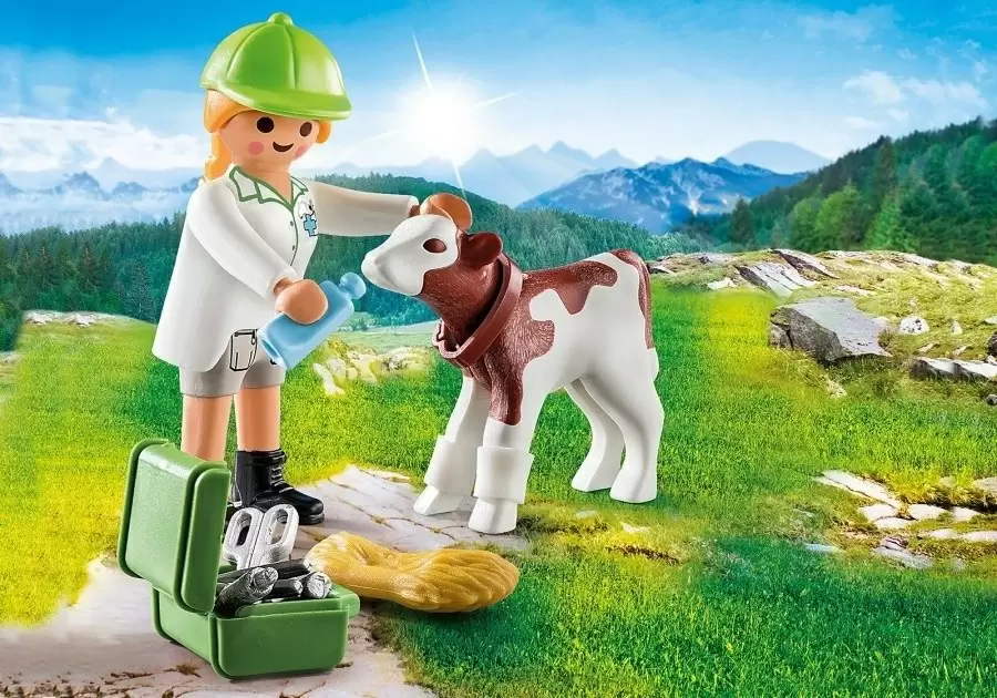 Set jucării Playmobil Vet with Calf