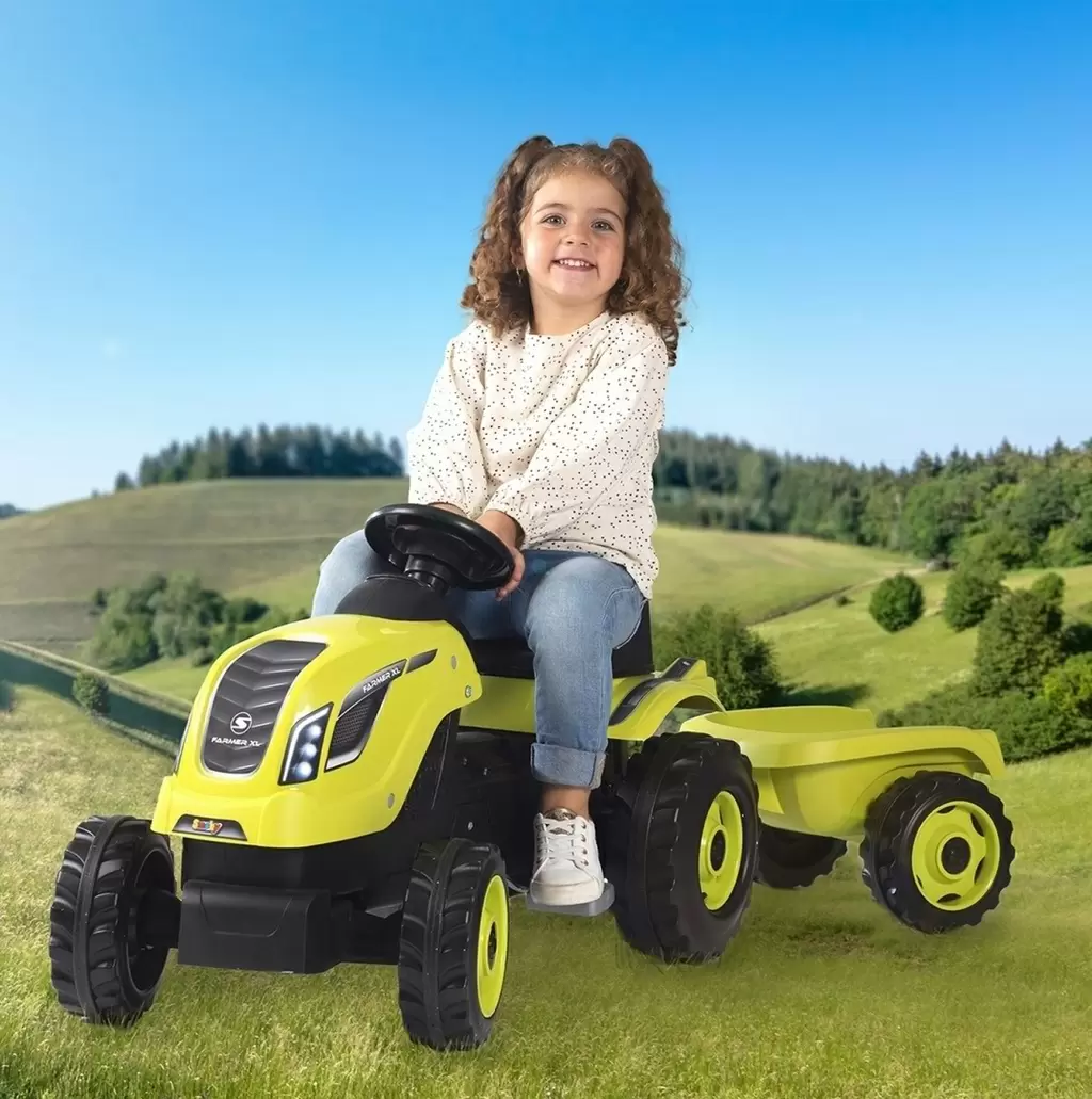 Tractor cu pedale și remorcă Smoby Farmer XL 710130, verde