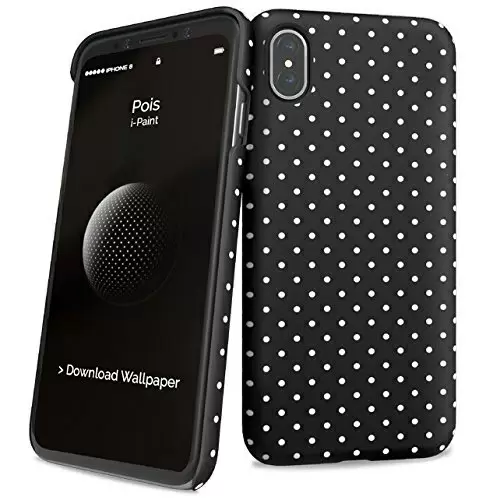 Чехол I-Paint Hard Case - IPhone X/XS Pois, белый/черный