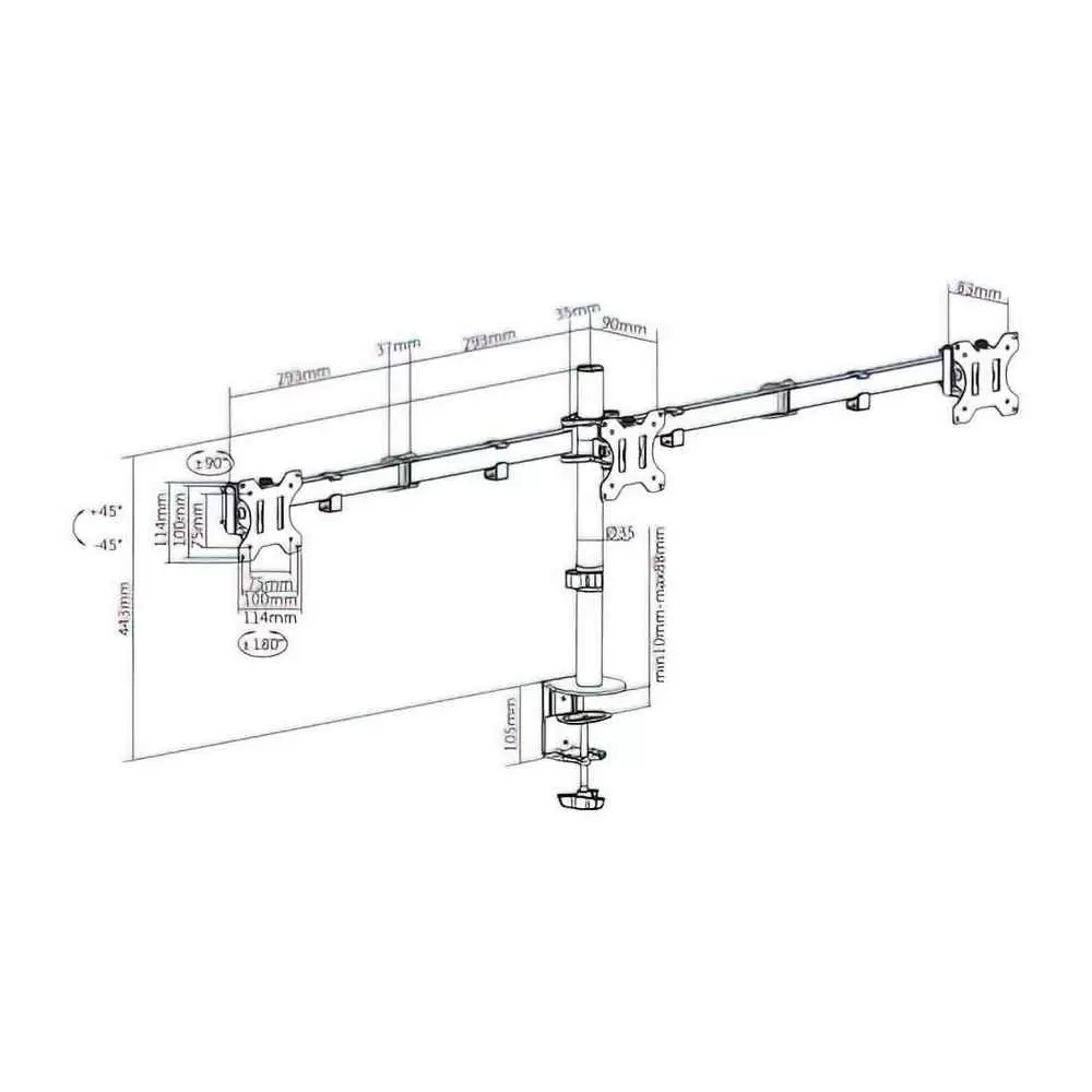 Suport pentru monitor Sbox LCD-352/3, negru