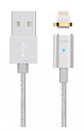 USB Кабель Hoco U16 Magnetic Adsorption Lightning, серебристый