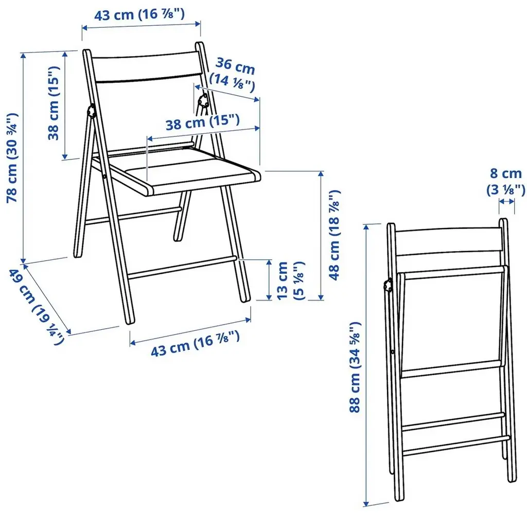 Стул IKEA Terje складной, белый/книса серый
