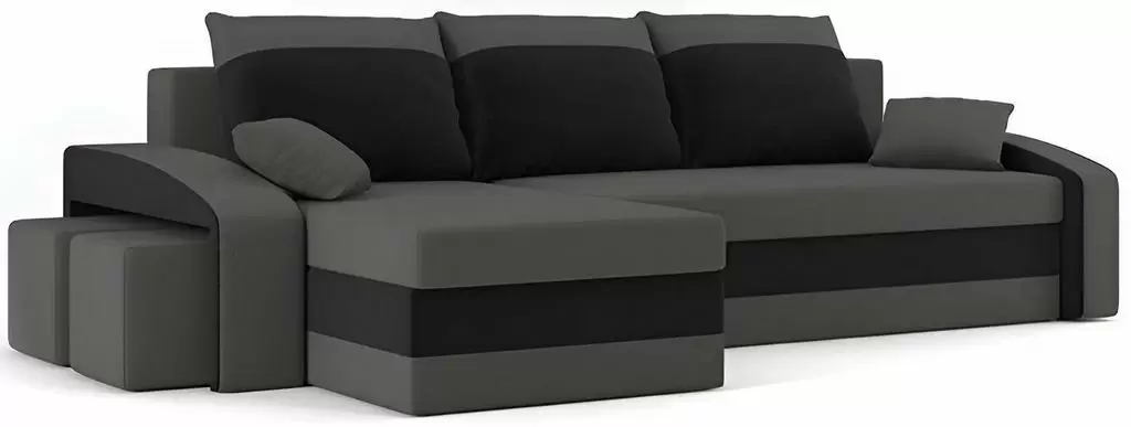 Диван угловой Magnifico Meble Hewlet Foam Pouffe Left Mikro 27/Mikro 15, серый/черный