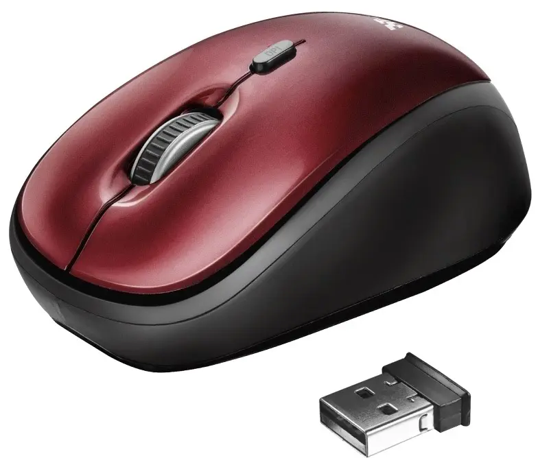 Mouse Trust Yvi Wireless Mini, negru/roșu