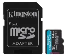 Card de memorie flash Kingston microSD 64GB Class10 A2 UHS-I U3 (V30) + SD Adapter