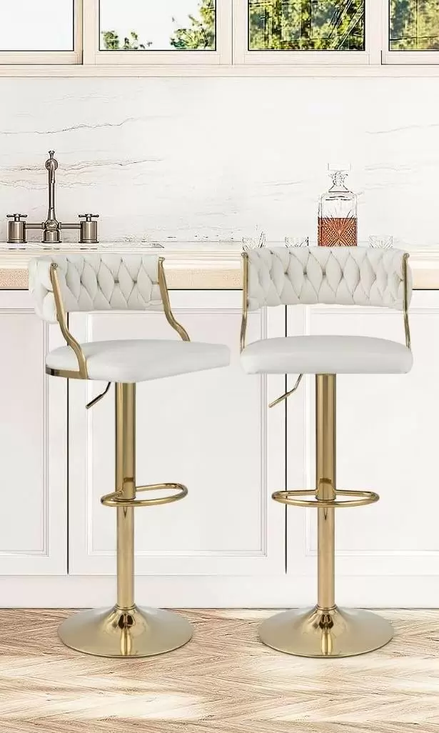 Set scaune pentru bar Costway JV11199WH-2, alb/auriu
