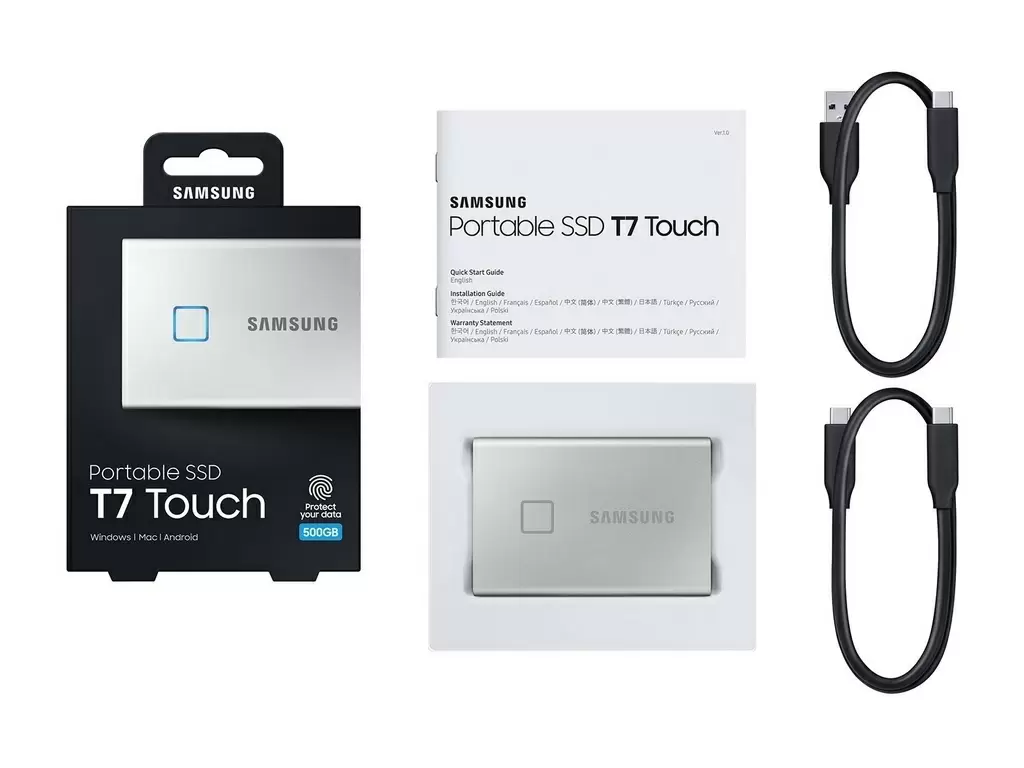 Disc rigid SSD extern Samsung T7 TOUCH 500GB, argintiu