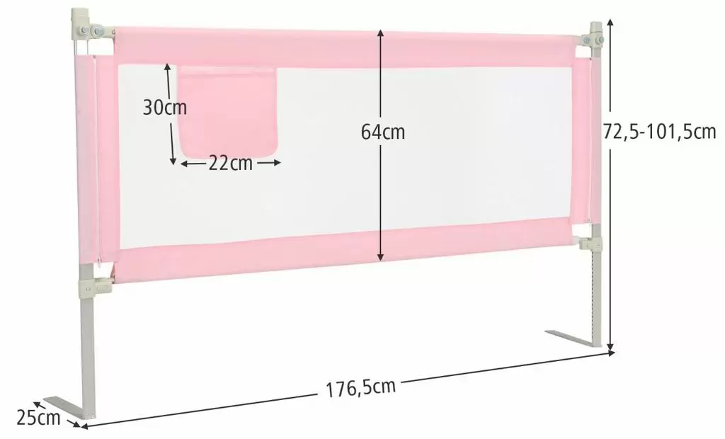 Barieră de siguranță pentru pătuț Costway BS10025PI, roz