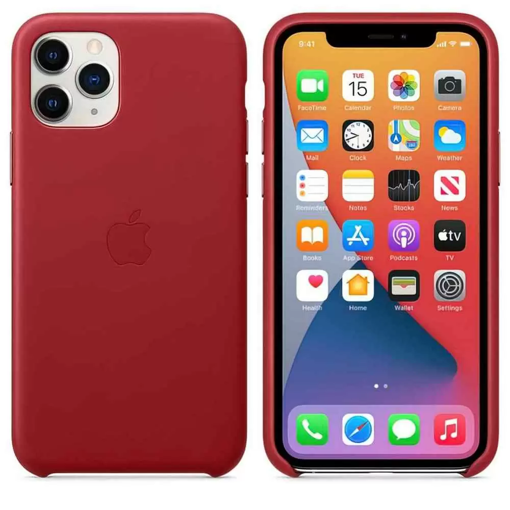 Чехол Apple Leather Case iPhone 11 Pro Max, красный