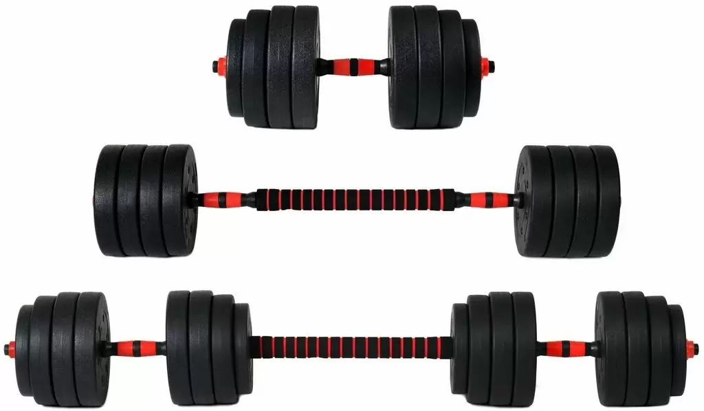 Гантель FunFit Dumbbell Set 40кг 4in1, черный/красный