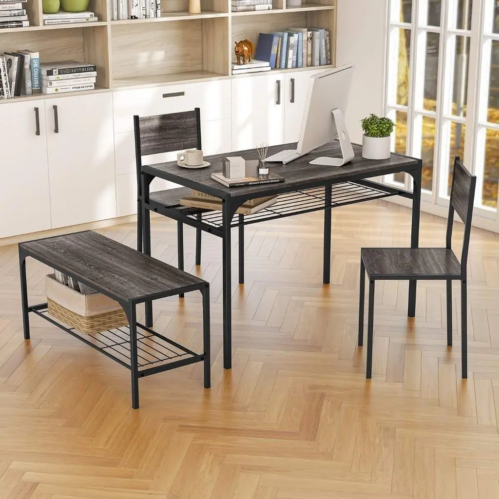Set masă și scaune Costway KC55777GR, stejar gri/negru