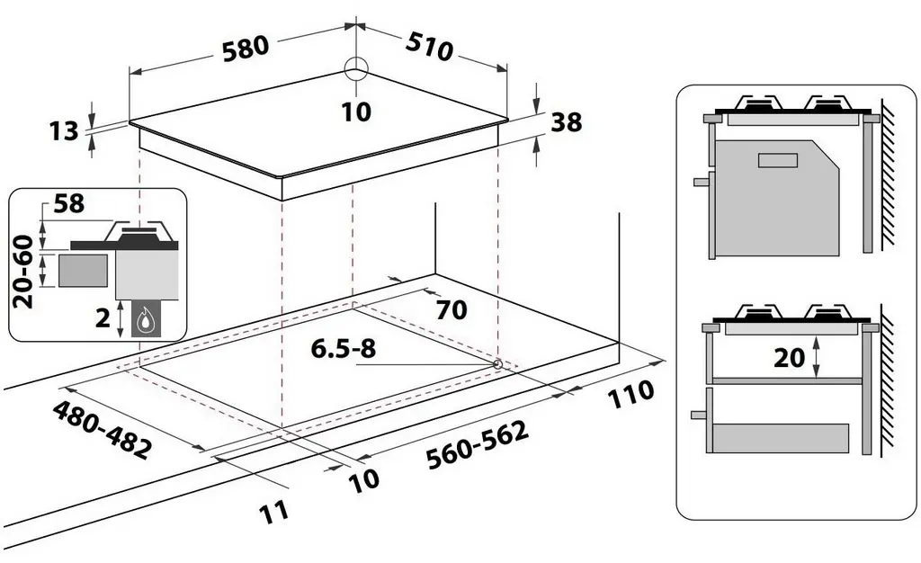 Газовая панель Whirlpool TKRL 661 NB, черный