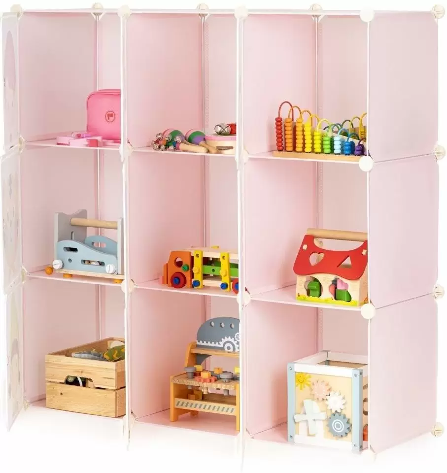 Tumbă-organizator pentru jucării Modern Home PJJCBS0009-09E, roz/alb