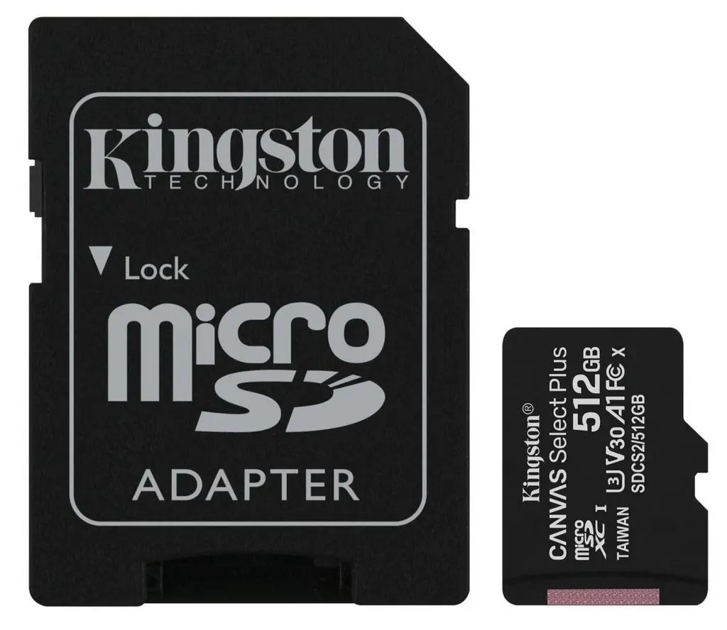 Карта памяти Kingston Canvas Select Plus Class10 A1 UHS-I V30 + SD adapter, 512GB на tehnoparc.md Карта памяти Kingston Canvas Select Plus Class10 A1 UHS-I V30 + SD adapter, 512GB