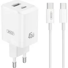 Încărcător XO 45W CE36 + cable Type-C - Type-C, alb