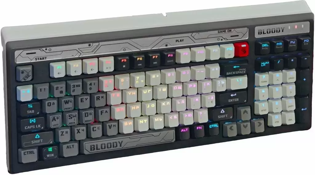 Tastatură Bloody B950, gri/alb