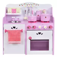 Bucătărie de joacă Costway TP10029, alb/roz