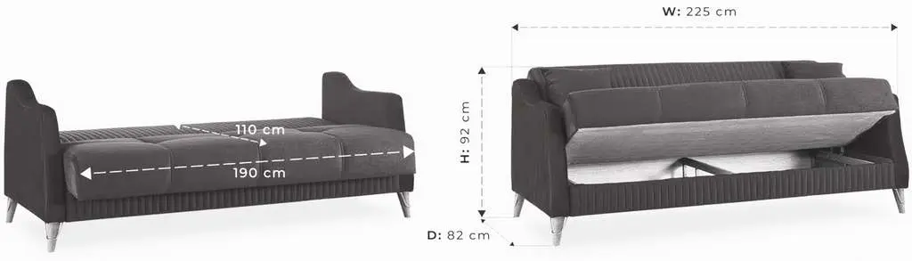 Диван Fabulous Erciyes 3-местный 52-103, серый