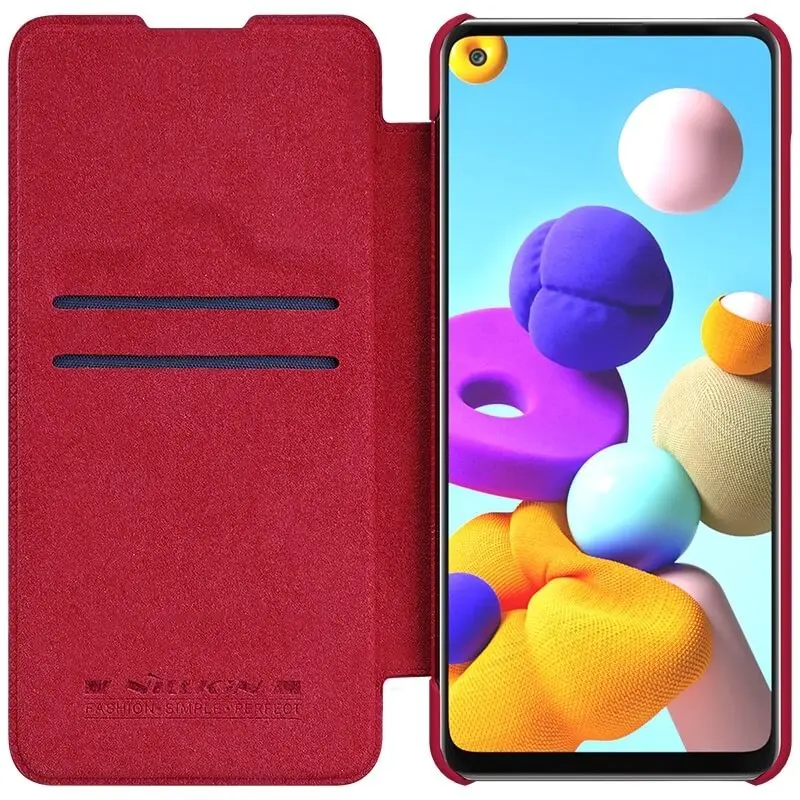 Husă de protecție Nillkin Samsung Galaxy A21s Qin LC, roșu pe tehnoparc.md Husă de protecție Nillkin Samsung Galaxy A21s Qin LC, roșu